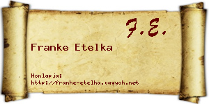 Franke Etelka névjegykártya